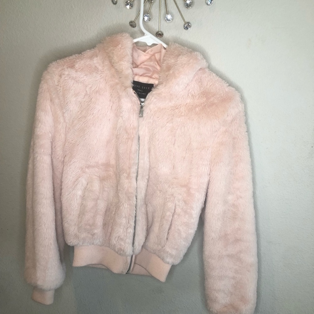LIGHT PINK FUR JACKET $15 Sz small
